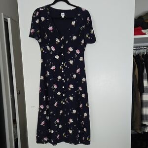 GAP Navy Floral Midi Dress